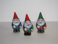 Ceramic Painted Set of Three Mini Gnomes