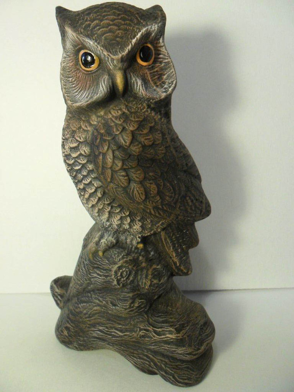 Ceramic painted standing owl