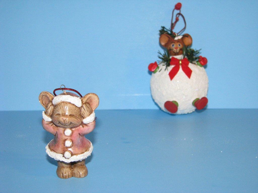 Ceramic painted mice christmas ornaments