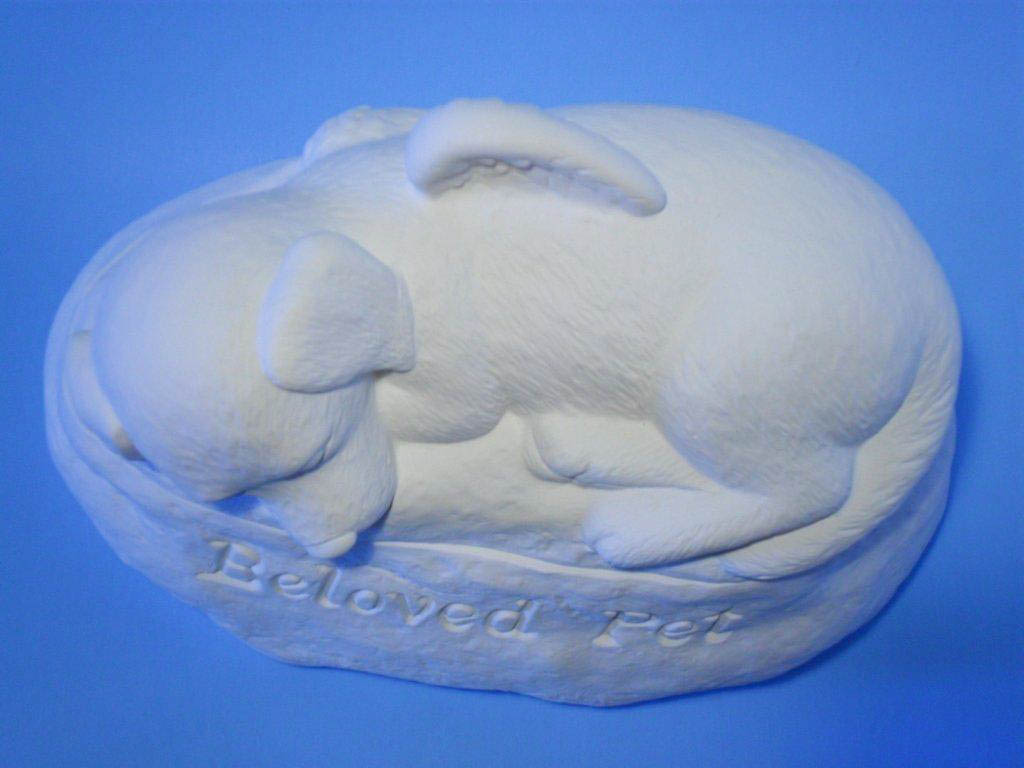 Ceramic unpainted engraved dog cremation urn