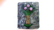 Ceramic chives stepping stone or garden marker