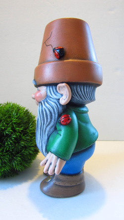 Ceramic Painted Crackpot Gnome