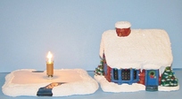 Ceramic painted christmas village snow santa house