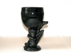Ceramic large black dragon goblet