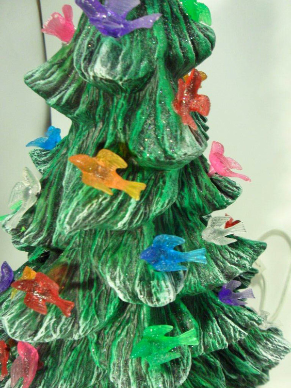 Ceramic painted medium pine christmas tree