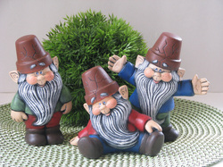 Ceramic Painted Set of Three Gnomes