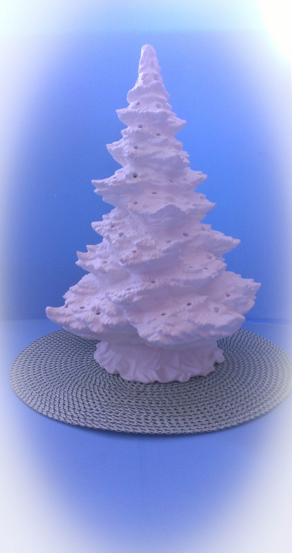 Ceramic large unpainted pine tree