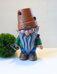 Ceramic painted crackpot garden gnome