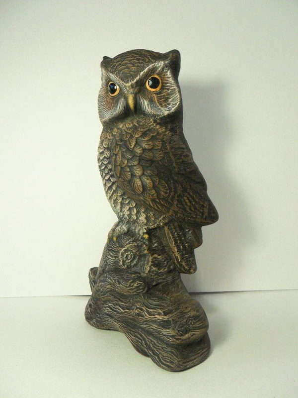 Ceramic painted standing owl