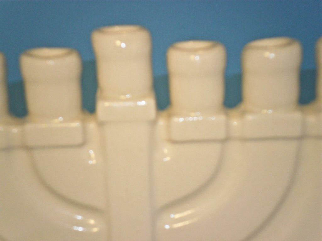 Ceramic painted white menorah