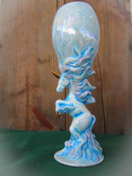 Ceramic painted unicorn wine goblet