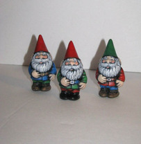 Ceramic Painted Set of Three Mini Gnomes
