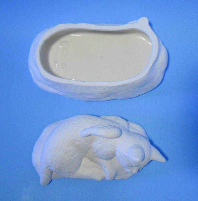 Ceramic unpainted engraved cat cremation urn