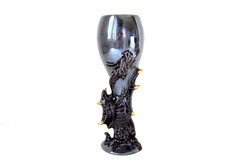 Ceramic lustre dragon goblet