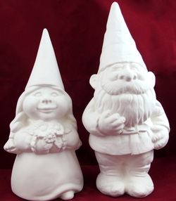 Ceramic ready to paint gnome bride and groom set