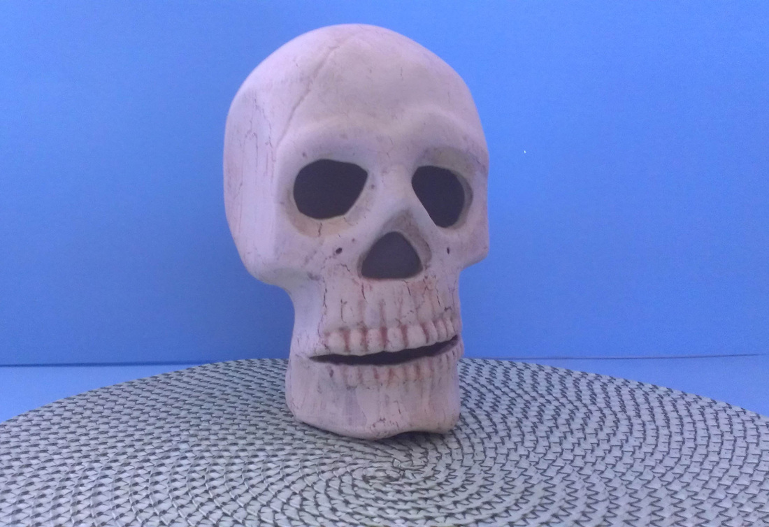 Ceramic painted human skull
