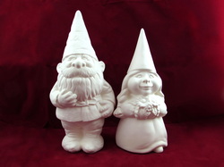 Ceramic ready to paint gnome bride and groom set
