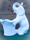 Ceramic unpainted bisque elephant planter