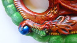Ceramic set of dragon wall decor or plaques